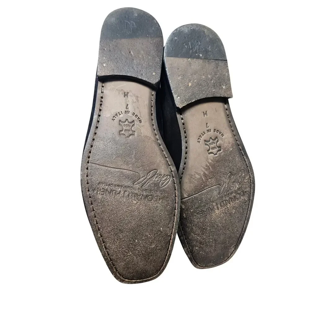 Donald Pliner 7 Dacio Loafers Black Leather Career Silver Bit Minimalist